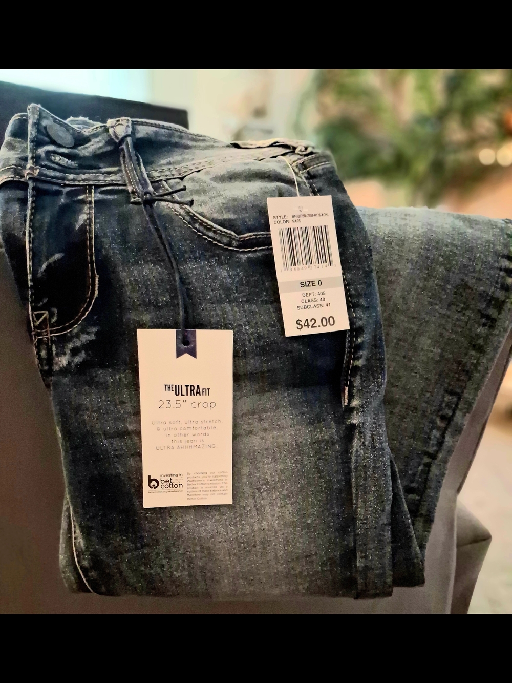 Wallflower Womems 23.5" Crop Jeans W/ Rolled Up Cuff Dark Wash Blue Size 0